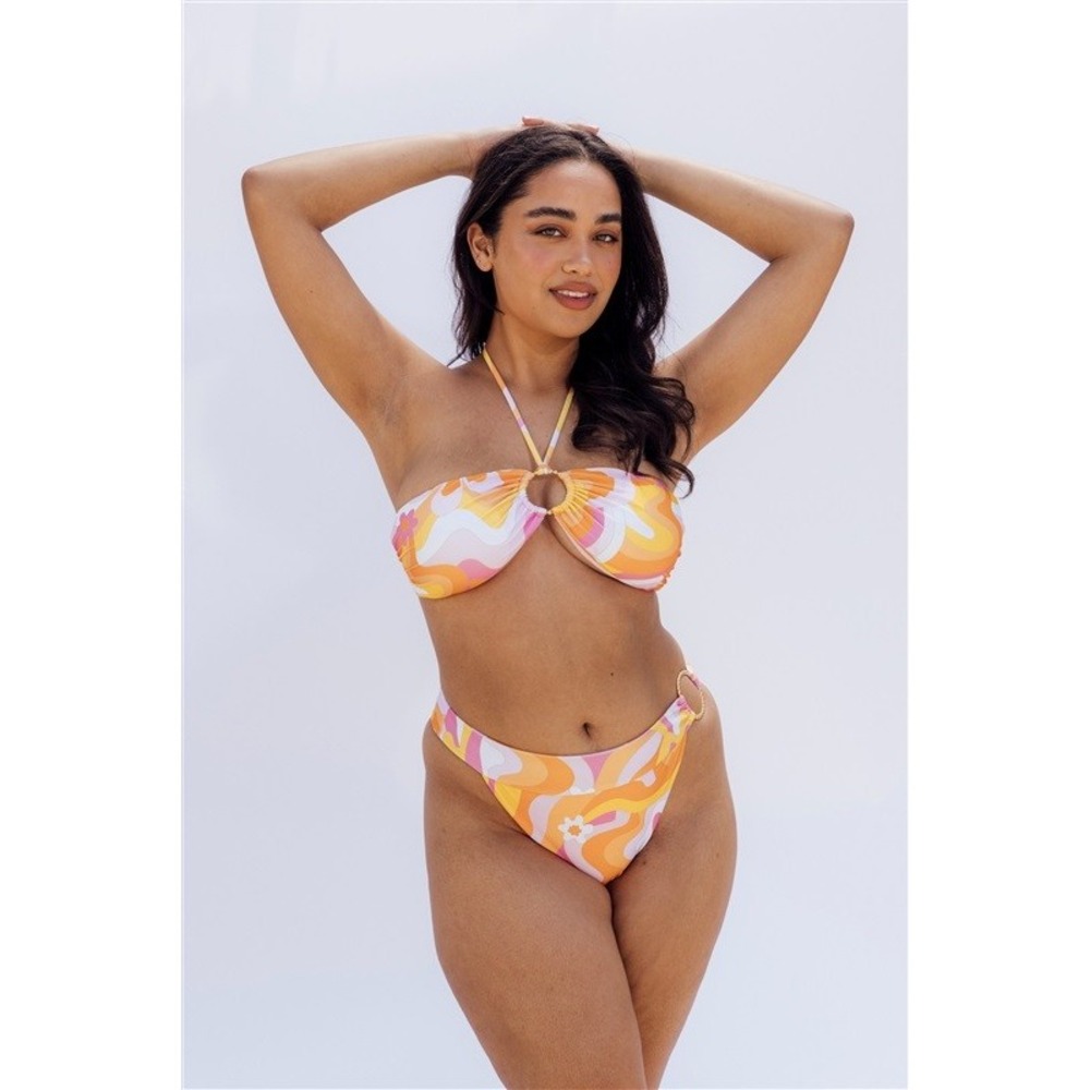 NWOT FunBoy Barbie Ring Bandeau Bikini Swim Top Tie Side Bottom Set 129652